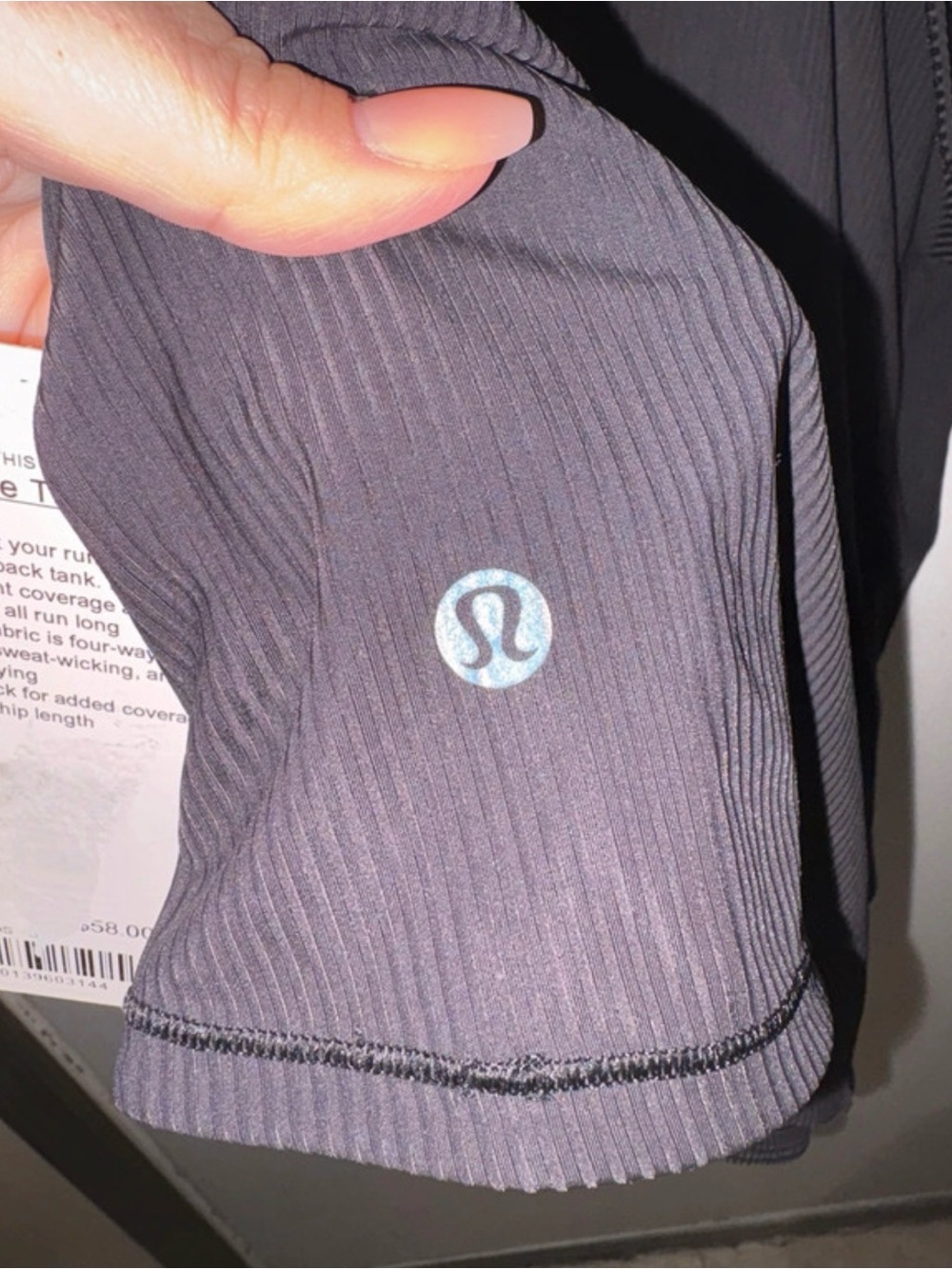 Lululemon Black Ribbed Base Pace Racerback Tank - Picture 2 of 5